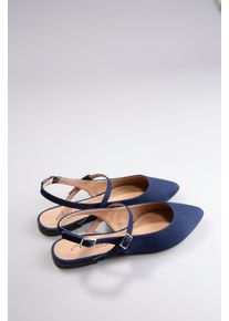 ANISTON SHOES Damen Slingpumps, Gr. 36, blau, Textil, Veloursleder, elegant, Schuhe, Flat, Sommerschuh, Riemchensandale - neue KOLLEKTION, schmale