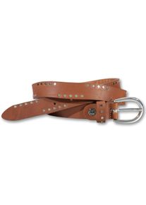 Silbergift Damen Nietengürtel, braun, feminin,klassisch,modisch,sportlich, Gr. 100, unifarben, Rindsleder, Gürtel, mit Nietenverziehrung