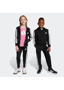 Kinder Trainingsanzug "LK 3S HD TR TS", schwarz-weiß, sportlich, Gr. 116, adidas Sportswear, Obermaterial: 100% Polyester, Sportanzüge