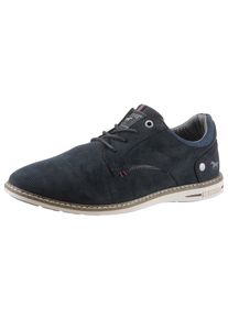 Mustang Shoes Herren Schnürschuh, Gr. 43, blau, Lederimitat, Textil, casual, Schuhe, Freizeitschuh, Halbschuh, Schnürschuh mit Perforation