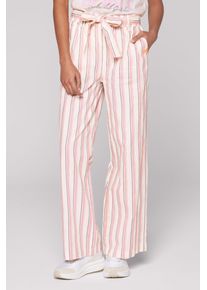 SOCCX Damen Leinenhose, weiß, casual, Gr. XXXL, gestreift, bedruckt, Material: 55% Leinen, 45% Baumwolle, Hosen, mit Bindeband