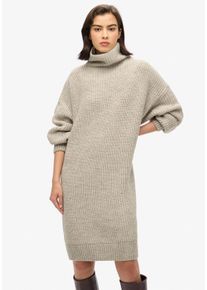 Superdry Damen Jerseykleid "CHUNKY RIB KNIT JUMPER DRESS", beige, casual, Gr. S, unifarben, Web, Obermaterial: 78% Polyacryl, 10% Nylon, 7%