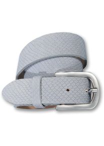 Silbergift Damen Ledergürtel, grau, feminin,modisch,casual,klassisch, Gr. 95, geprägtes Muster, geprägt, Reptilienprägung, Schlangenoptik, unifarben,