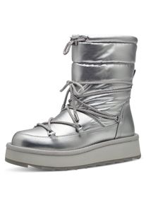 Tamaris Damen Winterboots, Gr. 39, silber, Textil, Lederimitat, glänzend, casual, Schuhe, mit Duo-Tex-Ausstattung, vegane Verarbeitung