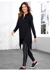 Damen Langarmshirt "Longshirt", schwarz, Gr. 40, unifarben, 95% Viskose, 5% Elasthan, Shirts