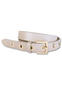 Silbergift Damen Ledergürtel, beige, casual,modisch,feminin,elegant, Gr. 85, unifarben, Rindsleder, Gürtel, mit Metallösen