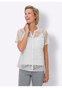 Classic Basics Damen Kurzarmbluse, weiß, Gr. 50, unifarben, 100% Polyester, Blusen