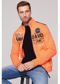 CAMP DAVID Herren Sweatjacke, orange, casual, Gr. XXL, bedruckt, bestickt, Material: 65% Polyester, 35% Baumwolle, Sweatjacken, mit Stehkragen