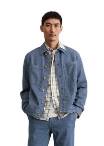 Marc O'Polo MARC O'POLO Herren Jeansjacke "aus Bio-Baumwoll-Hanf-Mix"stretch mid blau wash, casual, Gr. L, unifarben, Obermaterial: 88% Baumwolle, 11% Hanf, 1%