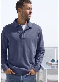John Devin Herren Sweatshirt, blau, casual, Gr. S, unifarben, Sweatware, Obermaterial: 100% Baumwolle, Sweatshirts, Langarm, Pullover mit Polokragen,