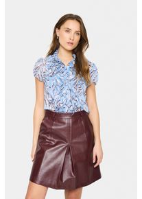 Saint Tropez Damen Rüschenbluse "LiljaSZ Crinkle SS Shirt"allure nature strokes, feminin, Gr. XL, Chiffon, Obermaterial: 100% Polyester, Blusen