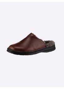 Herren Pantoffel, Gr. 40, rot, Glattleder, Basic, Schuhe