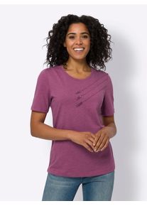 Classic Basics Damen Kurzarmshirt "Kurzarm-Shirt", lila, Gr. 44, meliert, 50% Baumwolle, 50% Polyester, Shirts