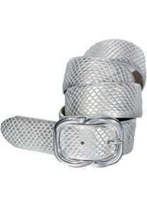 Silbergift Damen Ledergürtel, silber, elegant,feminin,festlich,klassisch,modisch, Gr. 85, unifarben, Rindsleder, Gürtel, mit Glanzeffekt