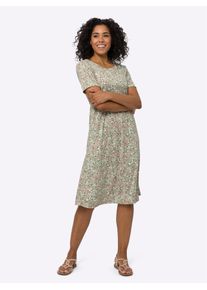 Classic Basics Damen Jerseykleid "Jersey-Kleid"eucalyptus, rosenquarz, bedruckt, Gr. 46, geblümt, gemustert, mehrfarbig, Jersey, Single Jersey, 100%
