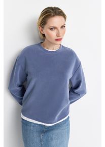 RICHROYAL Damen Sweatshirt "2409 T Peach Crew", blau, casual, Gr. XS, Sweatware, Obermaterial: 52% Modal, 42% Polyester, 6% Elasthan, Sweatshirts,