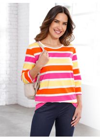 Damen 3/4-Arm-Shirt "Freizeitshirt", pink, Gr. 52, gemustert, gestreift, mehrfarbig, 100% Baumwolle, Shirts