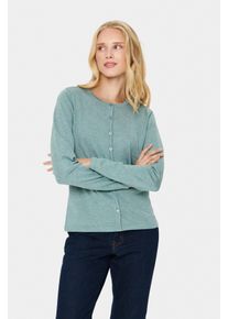 Saint Tropez Damen Strickjacke "A8661, MilaSZ R-Neck Cardigan", blau, modisch, Gr. L, meliert, Strick, Obermaterial: 80% Viskose, 20% Polyacryl,