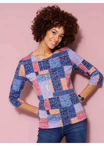 Damen 3/4-Arm-Shirt "3/4-Arm-Shirt"royalblau, erika, bedruckt, Gr. 50, gemustert, mehrfarbig, 100% Baumwolle, Shirts