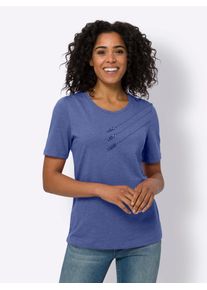 Classic Basics Damen Kurzarmshirt "Kurzarm-Shirt", blau, Gr. 52, meliert, 50% Baumwolle, 50% Polyester, Shirts