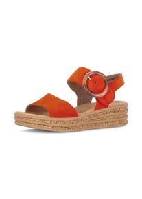 Gabor Damen Keilsandalette, Gr. 39, orange, Ziegenveloursleder, modisch, Schuhe, Plateau, Sommerschuh, Sandale mit trendigem Zierschnalle