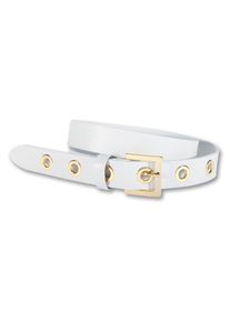 Silbergift Damen Ledergürtel, weiß, casual,modisch,feminin,elegant, Gr. 90, unifarben, Rindsleder, Gürtel, mit Metallösen