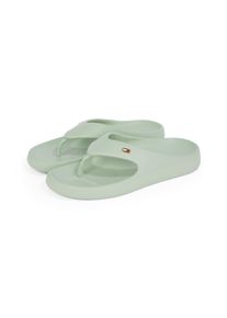Tommy Hilfiger Damen Zehentrenner "TH COMFORT BEACH SANDAL", Gr. 35, grün, Synthetik, modisch, Schuhe, Dianette, Sommerschuh, Bequemschuh mit kleiner