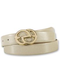 Silbergift Damen Koppelgürtel, beige, elegant,feminin,klassisch,modisch, Gr. 80, unifarben, Rindsleder, Gürtel, mit grafischer Schließe