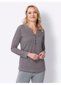 Damen Langarmshirt "Langarm-Shirt"grau, feige, bedruckt, Gr. 54, gemustert, mehrfarbig, 100% Baumwolle, Shirts