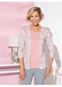 Classic Basics Damen 2-in-1-Shirt "2-in-1-Shirt", rosa, Gr. 54, gemustert, bedruckt, mehrfarbig, 100% Baumwolle, Shirts