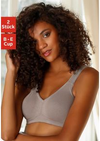 Petite Fleur sheego Gro&szlig;e Gr&ouml;&szlig;en Soft-BH, taupe+wei&szlig;, Gr&ouml;&szlig;e 85B - Damen