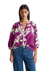 Marc O'Polo MARC O'POLO Damen Druckblusefresh berry, modisch, Gr. 44, Web, Obermaterial: 54% Baumwolle, 46% Viskose, Blusen, V-Ausschnitt und Raffung, Print