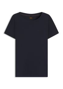 BOSS Orange Damen T-Shirt "Esogo Premium Damenmode"dunkelblau 408, casual, Gr. M, unifarben, Single Jersey, Obermaterial: 100% Baumwolle, Shirts, mit