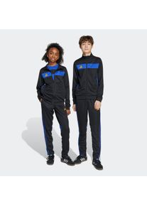 Kinder Trainingsanzug "TIRO ES TS Y"schwarz, semi lucid blau, crew gelb, sportlich, Gr. 164, adidas Performance, Obermaterial: 100% Polyester,