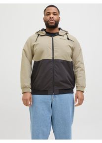 Jack & Jones PlusSize Herren Bomberjacke "JJERUSH HOOD BOMBER NOOS PLS"coriander detail:schwarz, weiß blocking, modisch, Gr. 4XL, JACK & JONES PLUSSIZE, colorblocking,