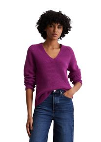 Marc O'Polo MARC O'POLO Damen V-Ausschnitt-Pullover "aus softem Baumwoll-Garn"fresh berry, casual, Gr. L, unifarben, Obermaterial: 100% Baumwolle, Pullover