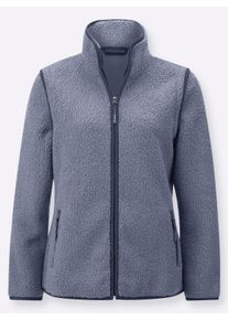 sheego Große Größen Fleecejacke mit abnehmbaren Ärmeln, taubenblau, Größe 40 - Damen