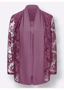 sheego Gro&szlig;e Gr&ouml;&szlig;en Spitzenbluse im Twinset-Look, violett, Gr&ouml;&szlig;e 54 - Damen