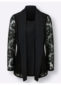sheego Große Größen Spitzenbluse im Twinset-Look, schwarz, Größe 50 - Damen