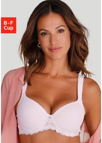 Schalen-BH Lascana, Damen, Gr. 95, Cup C, wei&szlig;, Spitze, Obermaterial: 46% Polyamid, 43% Polyester, 11% Elasthan, BHs Schalen-BH, mit B&uuml;gel rundherum aus edler, floraler Spitze, Dessous, Topseller