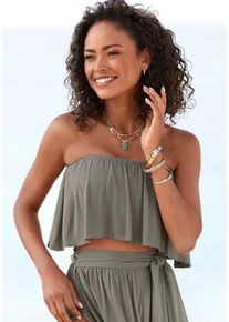 s.Oliver Bandeautop beige Gr. 42 für Damen. Mit ohne Ausschnitt. Figurumspielend