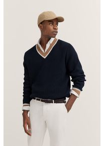 Bugatti Herren V-Ausschnitt-Pullover390, marine, casual, Gr. XXXL, unifarben, Sweatware, 100% Baumwolle, Pullover, mit V-Ausschnitt und aus 100 %