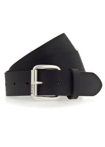 Mustang Damen Ledergürtel, schwarz, casual,modisch, Gr. 95, unifarben, Rindsleder, Gürtel, Mit Logoschriftzug auf der Roll-Schließe, 3,5 cm