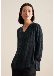Seidensticker Damen Shirtbluse "Schwarze Rose", grün, Gr. 36, gemustert, 100% Viskose, Blusen, Langarm V-Neck Druck