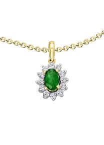 ONE ELEMENT Damen Ketten-Anhänger "0,15 ct Diamant Brillant Smaragd Anhänger aus 585 Gelbgold", 0,15 ct mit Diamant, Gelbgold 585-Gold-Diamanten,