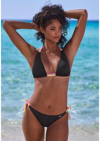 Buffalo Damen Bikini-Hose "Pop", schwarz, Gr. 36, unifarben, kontrastfarbene Details, Obermaterial: 83% Polyamid, 17% Elasthan. Futter: 100%