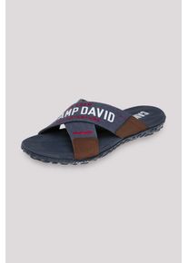 CAMP DAVID Herren Pantolette, Gr. 44, blau, Textil, Leder, Synthetik, bedruckt, bestickt, casual, Schuhe, mit Stickerei