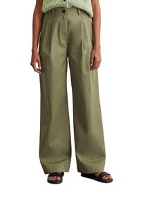 Marc O'Polo MARC O'POLO Damen Bundfaltenhose, grün, modisch, Gr. 36, Twill, Obermaterial: 97% Baumwolle, 3% Elasthan, Hosen, weit, aus Twill, Allrounder
