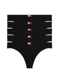 Damen Tanga "5 PACK FLAG THONG", Tommy Hilfiger Underwear, Gr. XL, schwarz, Jersey, Obermaterial: 95% Baumwolle, 5% Elasthan, unifarben, Unterhosen,