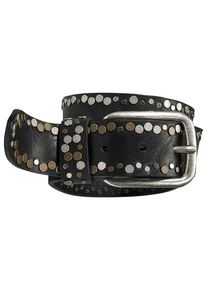 Silbergift Damen Nietengürtel, schwarz, modisch,klassisch, Gr. 110, unifarben, Rindsleder, Gürtel, mit Multitcolour-Nieten